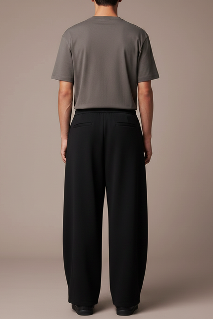 Pantalon Fluide Noir Ample Cordon Homme Sport - Polyester - vue 2