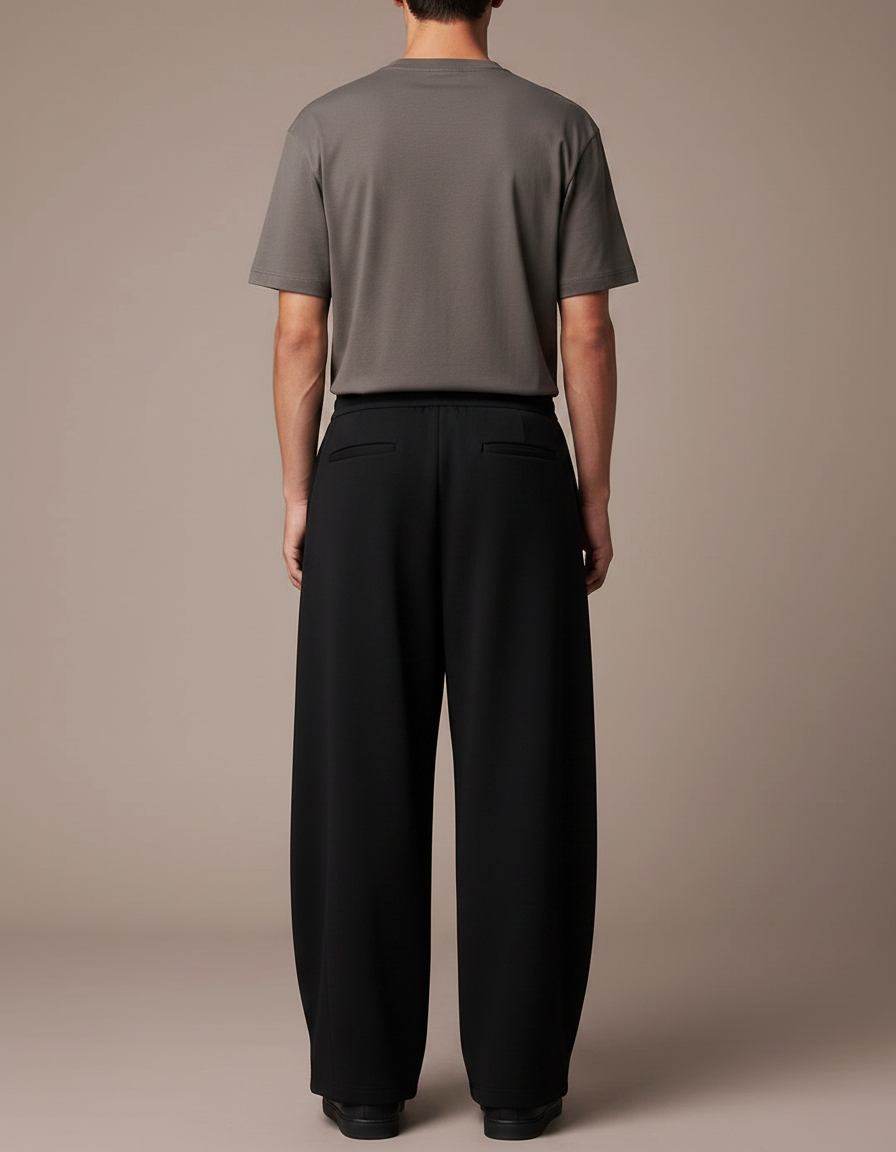 Pantalon Fluide Noir Ample Cordon Homme Sport - Polyester - vue 2