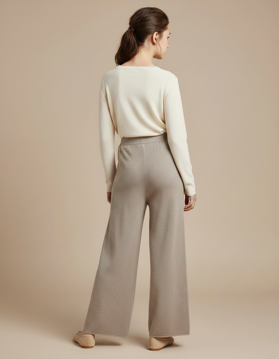 Pantalon Fluide Beige Maille Large Confortable Enfant - vue 2