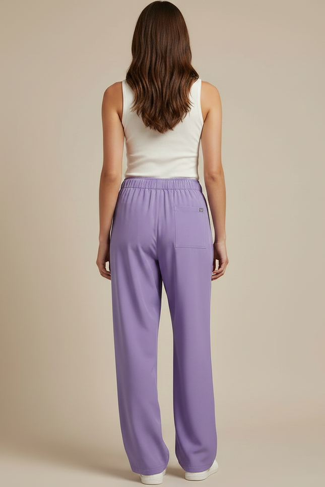 Pantalon Fluide Lilas Ample Cordon Cargo Femme - Violet Viscose - vue 2