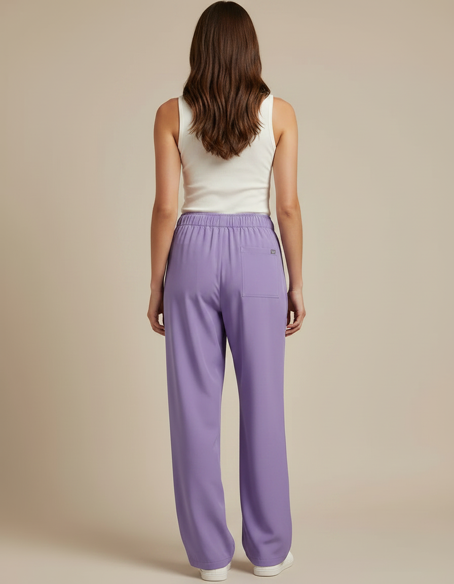 Pantalon Fluide Lilas Ample Cordon Cargo Femme - Violet Viscose - vue 2