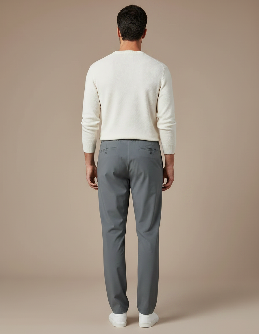 Pantalon Fluide Gris Décontracté Homme Extensible Léger - Polyester - vue 2