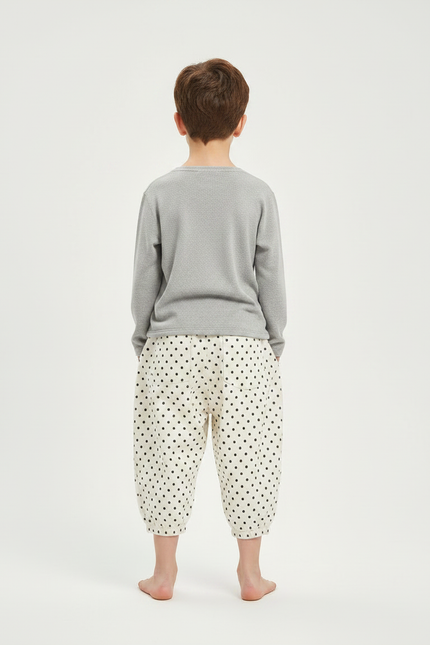 Pantalon Fluide Polka Dot Ample Écru Confortable - Beige Coton - vue 2