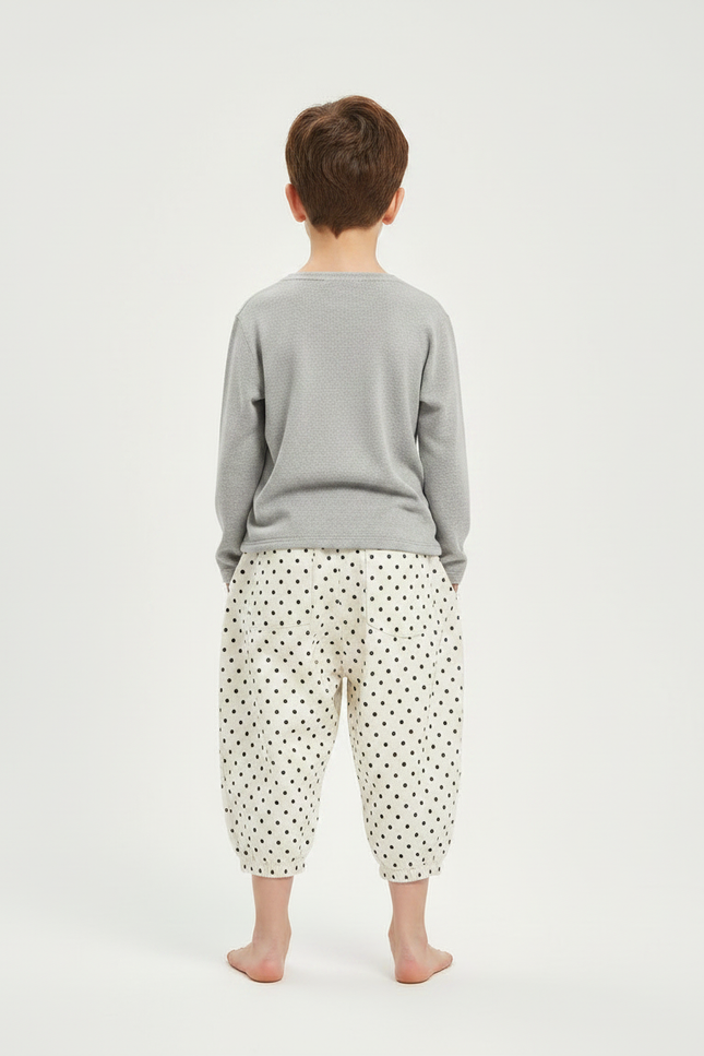 Pantalon Fluide Polka Dot Ample Écru Confortable - Beige Coton - vue 2
