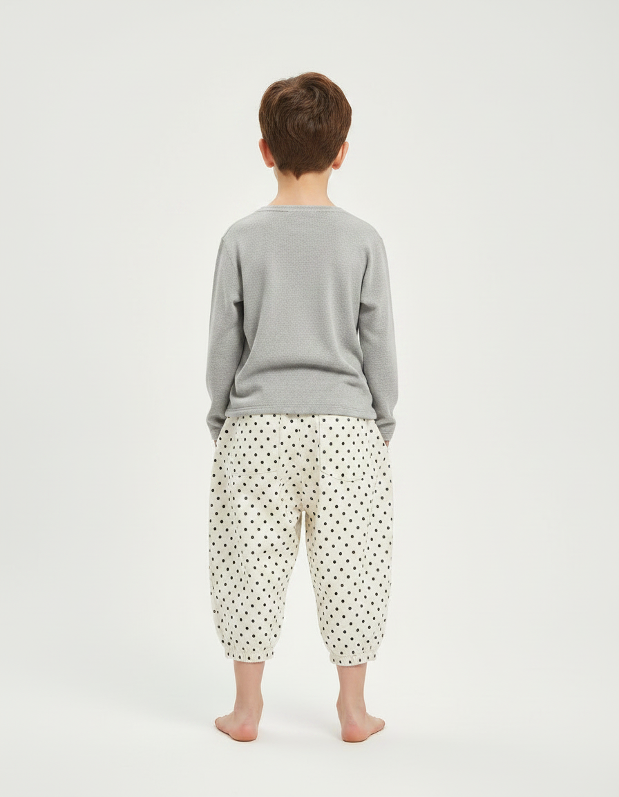Pantalon Fluide Polka Dot Ample Écru Confortable - Beige Coton - vue 2