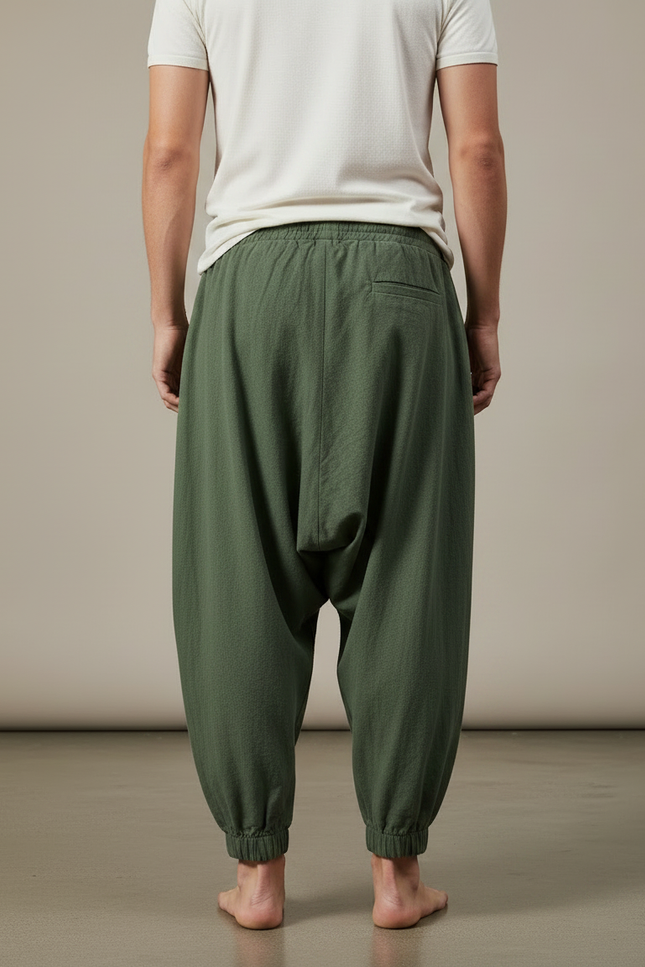 Pantalon Fluide Hippie - Kaki Coton - vue 2