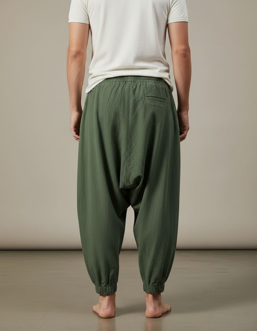 Pantalon Fluide Hippie - Kaki Coton - vue 2