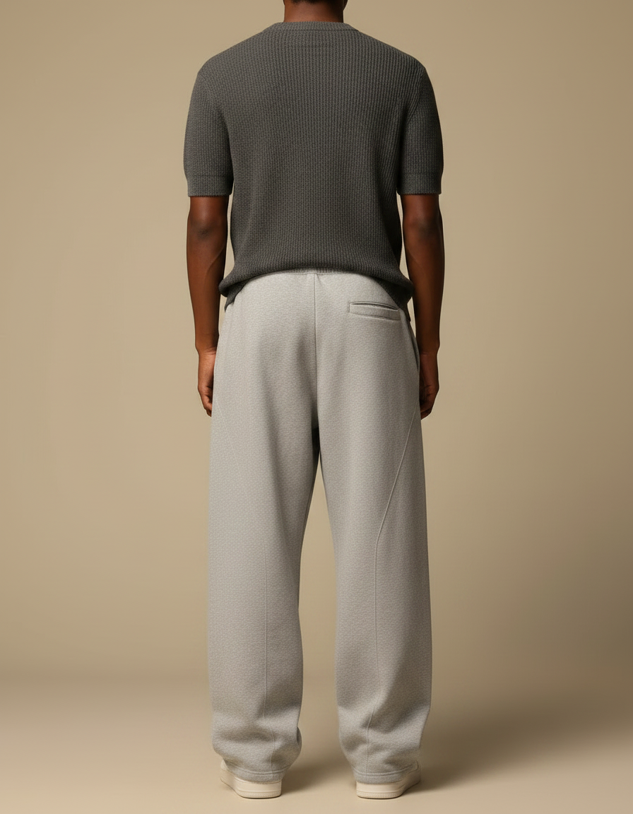 Pantalon Fluide Gris Ample Coton Décontracté Sport Homme - Molleton - vue 2