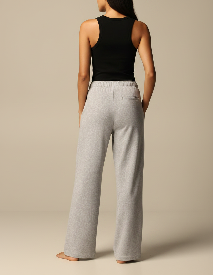 Pantalon Fluide Gris Ample Décontracté Molleton Confortable - vue 2