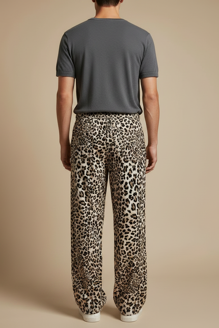 Pantalon Fluide Léopard Imprimé Ample Confortable Homme - Viscose - vue 2