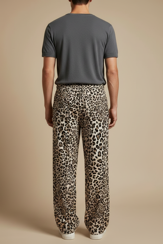 Pantalon Fluide Léopard Imprimé Ample Confortable Homme - Viscose - vue 2