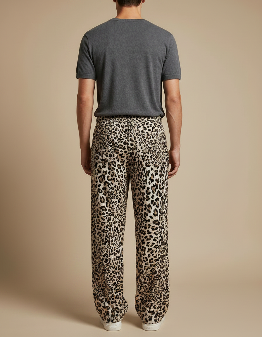 Pantalon Fluide Léopard Imprimé Ample Confortable Homme - Viscose - vue 2
