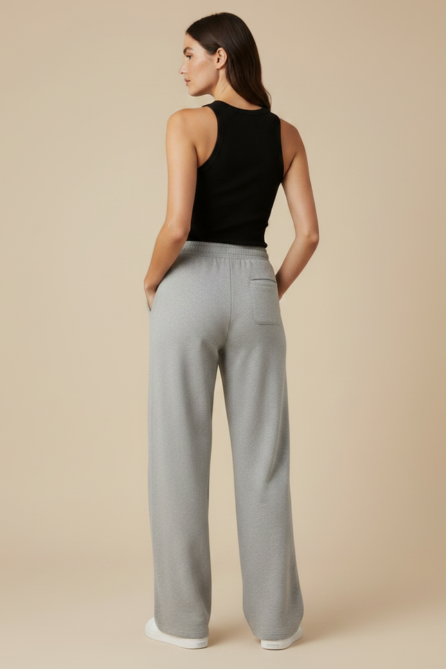 Pantalon Fluide Gris Ample Décontracté Molleton - vue 2