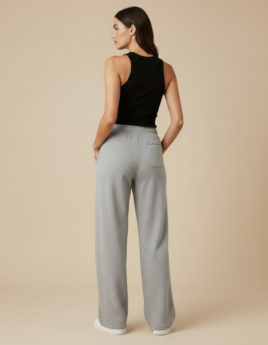 Pantalon Fluide Gris Ample Décontracté Molleton - vue 2
