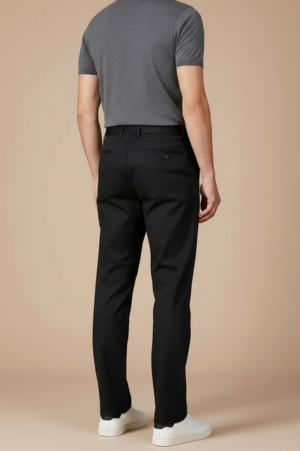 Pantalon Fluide Noir Coton Droit Business Homme - vue 2