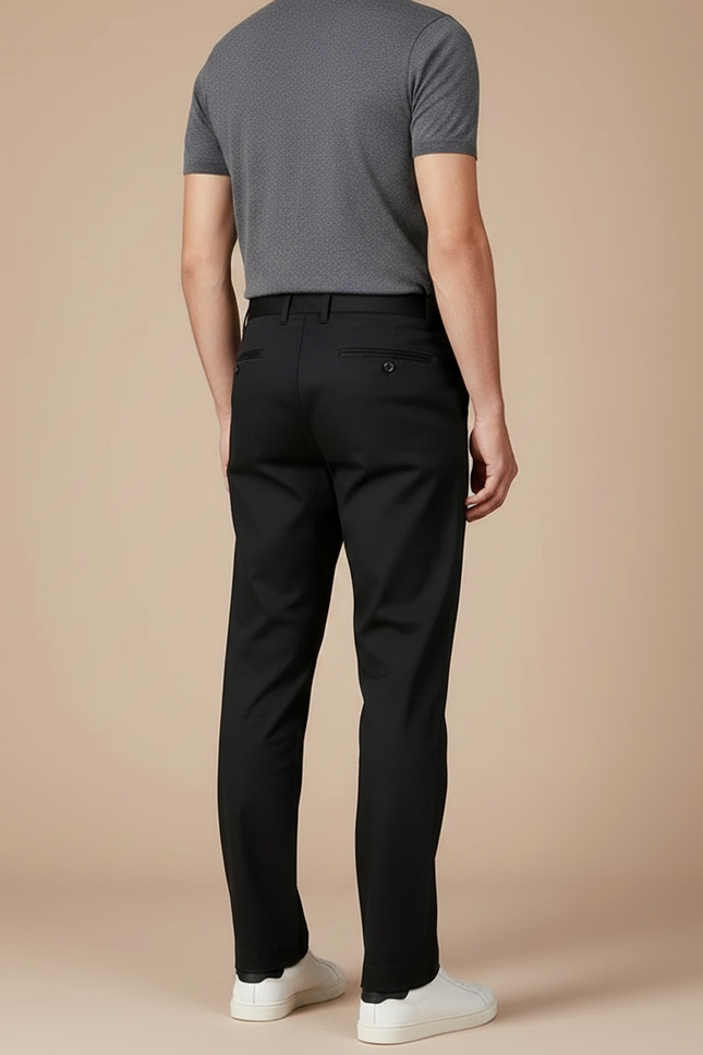 Pantalon Fluide Noir Coton Droit Business Homme - vue 2