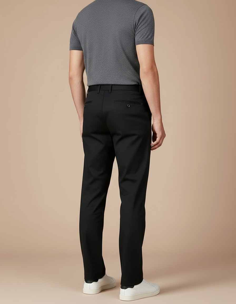Pantalon Fluide Noir Coton Droit Business Homme - vue 2