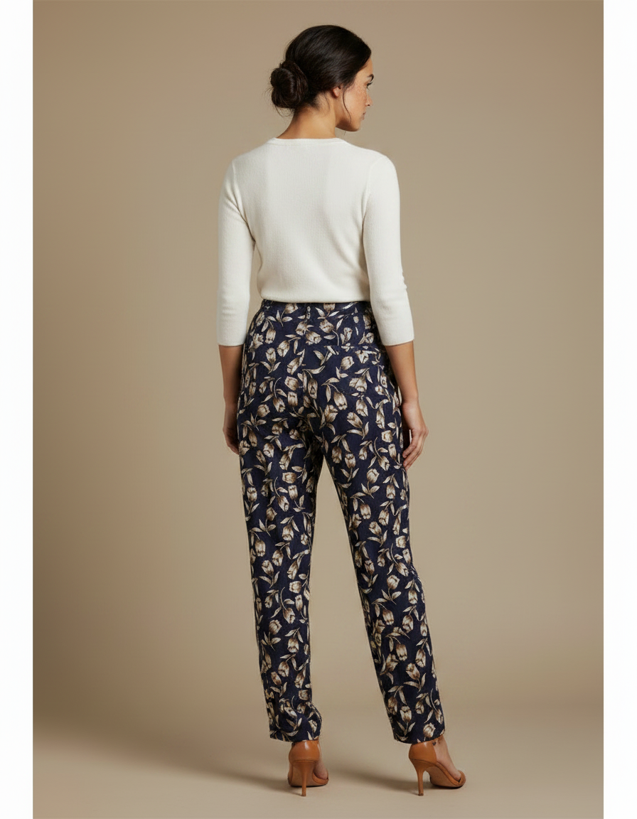 Pantalon Fluide Imprimé Floral Ample Femme Élégant - Viscose - vue 2