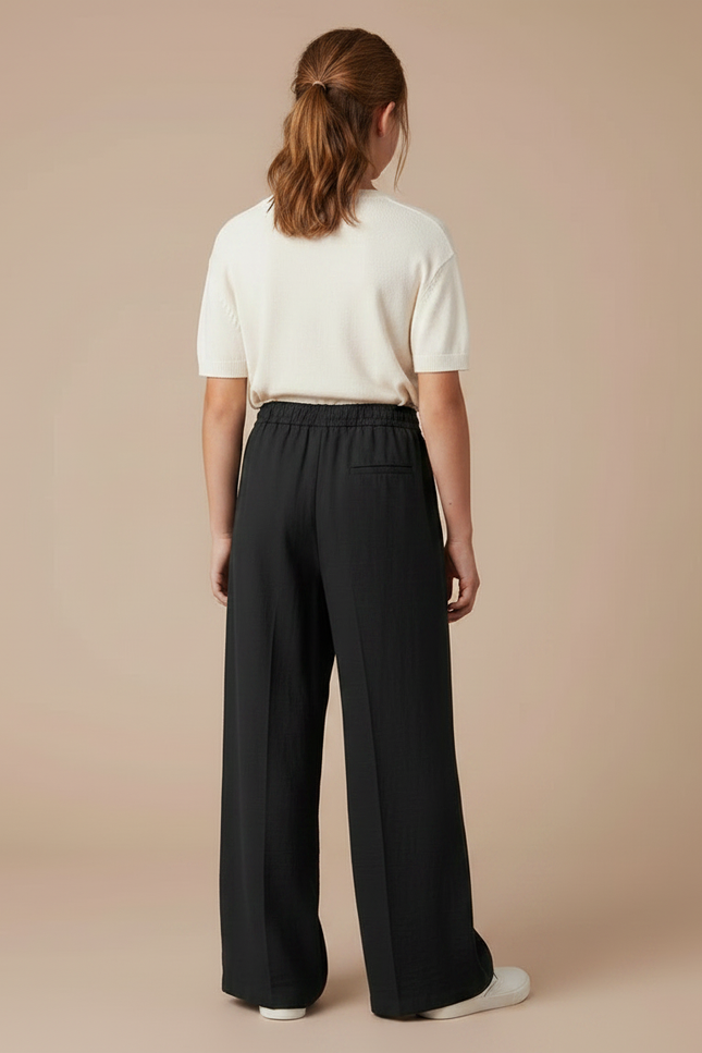 Pantalon Fluide Fille Noir Coupe Ample - Viscose - vue 2