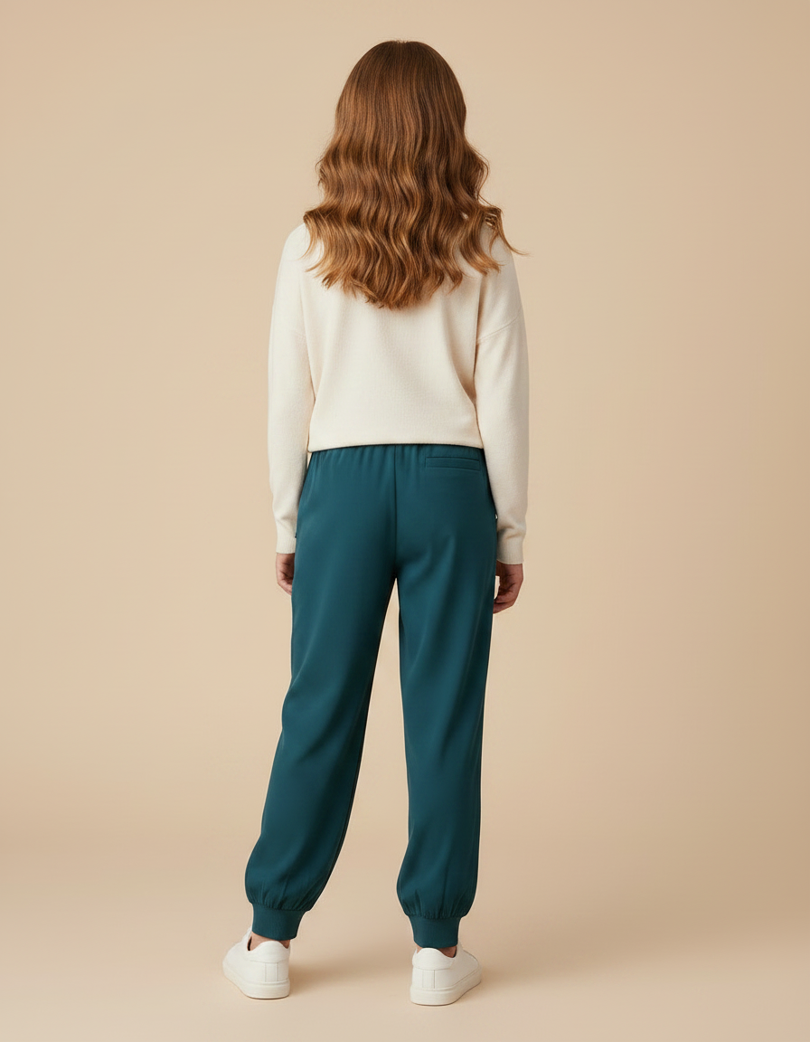 Pantalon Fluide Vert Émeraude Ample Confortable Jogger - Viscose - vue 2