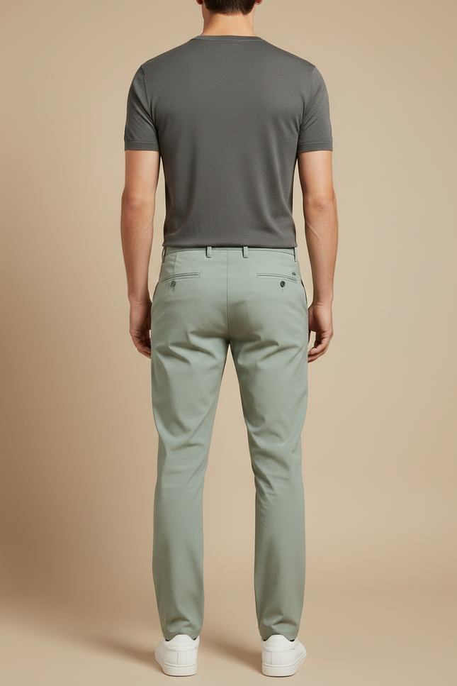 Pantalon Fluide Homme Vert Clair Ajusté Casual - Polyester - vue 2