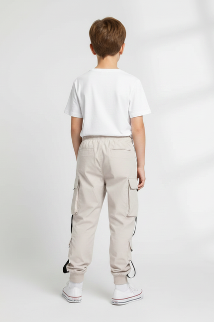 Pantalon Fluide Cargo Beige Multi-Poches Garçon - Toile - vue 2