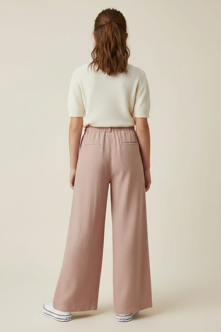 Pantalon Fluide Rose Lin Ample Décontracté Enfant - vue 2