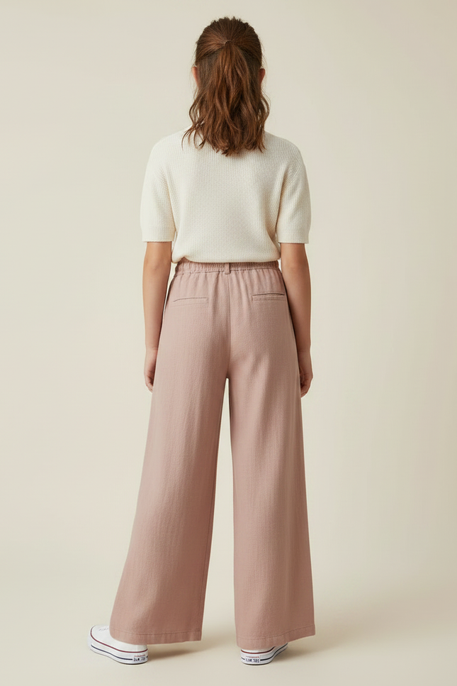 Pantalon Fluide Rose Lin Ample Décontracté Enfant - vue 2