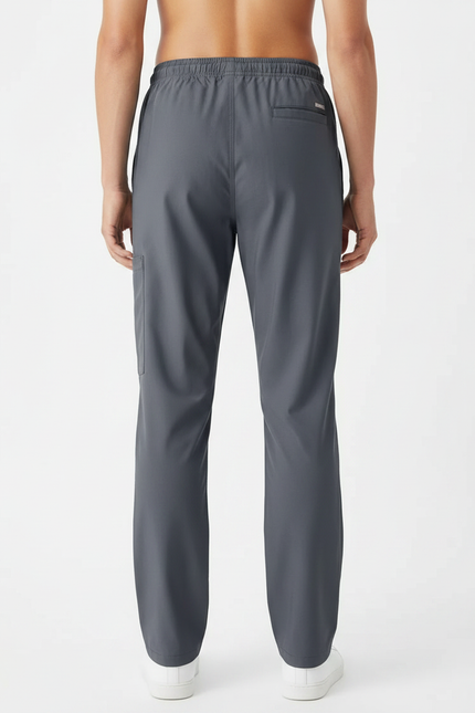 Pantalon Fluide Gris Ample Cordon Décontracté Cargo - Polyester