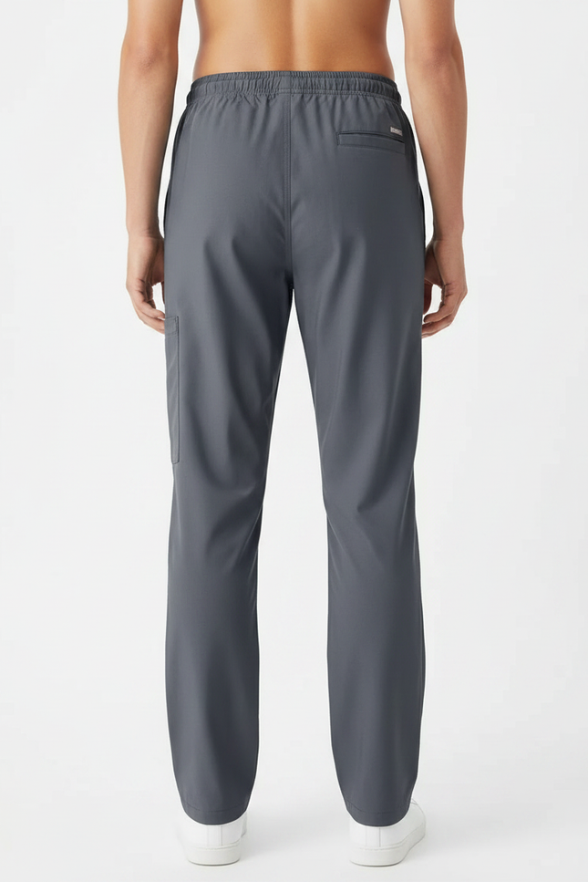 Pantalon Fluide Gris Ample Cordon Décontracté Cargo - Polyester