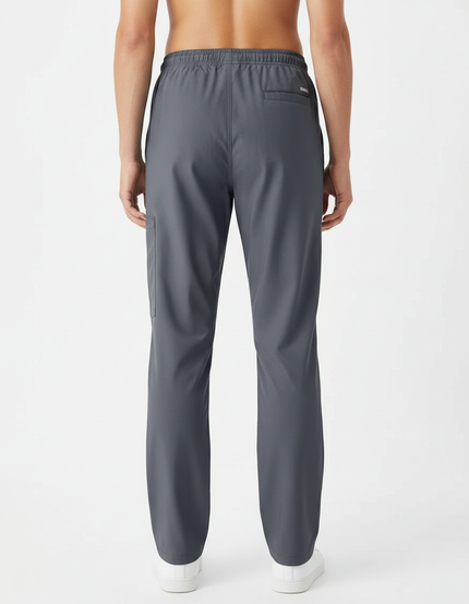 Pantalon Fluide Gris Ample Cordon Décontracté Cargo - Polyester