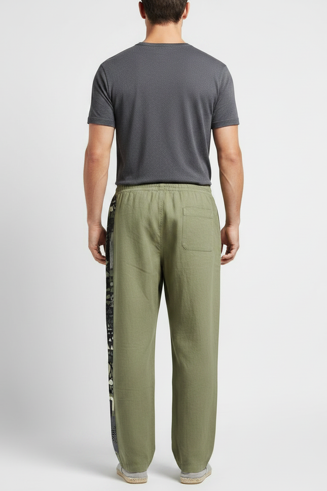 Pantalon Fluide Kaki Lin Cordon Tribal Homme - vue 2
