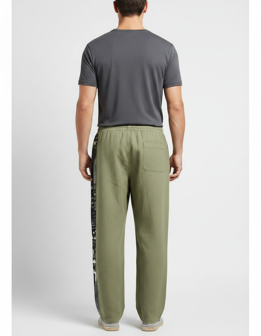 Pantalon Fluide Kaki Lin Cordon Tribal Homme - vue 2