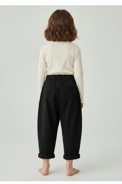 Pantalon Paperbag Fluide - Noir Viscose - vue 2