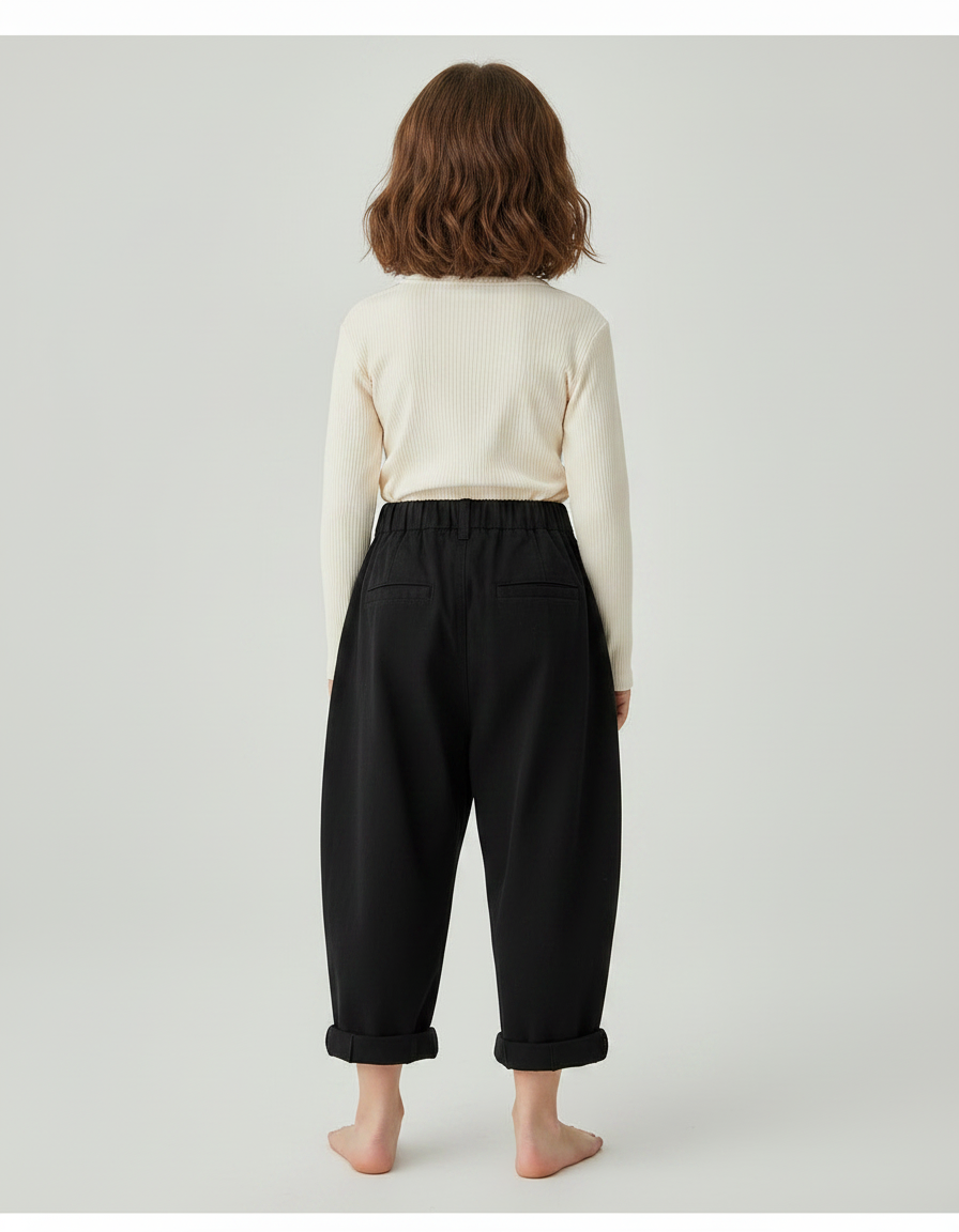 Pantalon Paperbag Fluide - Noir Viscose - vue 2