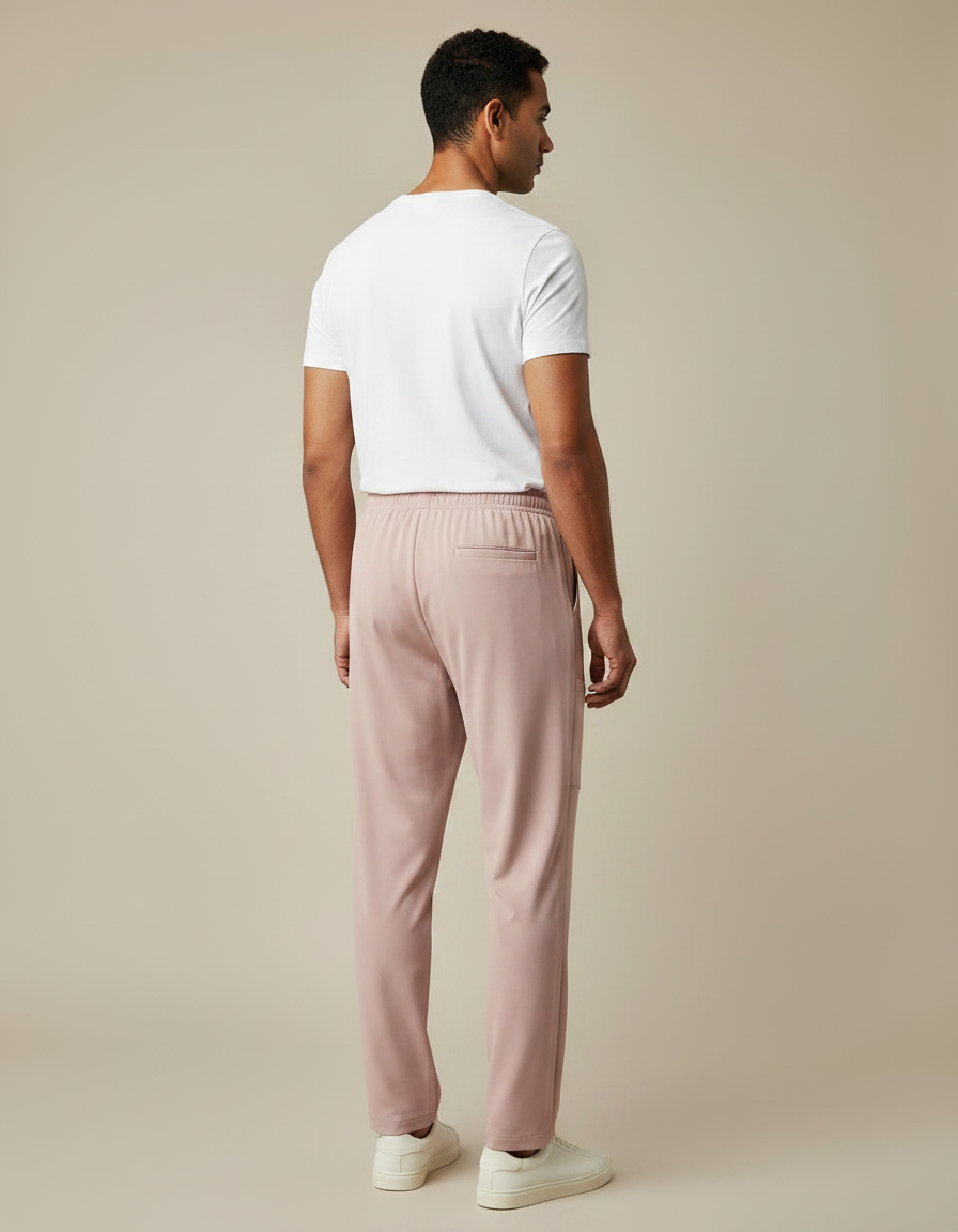 Pantalon Fluide Rose Homme Décontracté Léger - Polyester - vue 2
