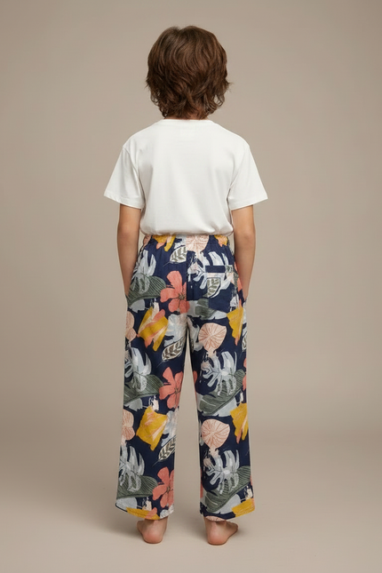 Pantalon Fluide Floral Ample Décontracté Enfant - Multicolore Viscose - vue 2