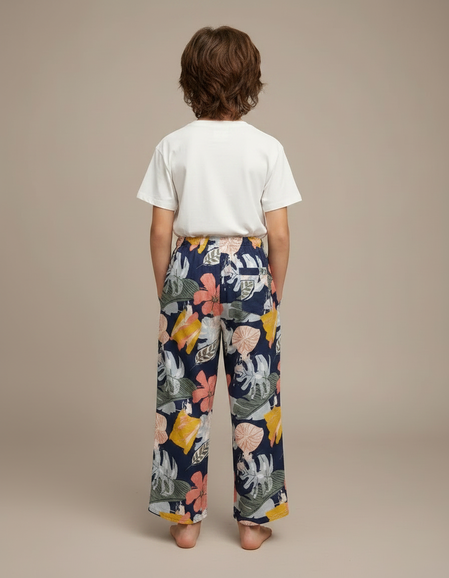 Pantalon Fluide Floral Ample Décontracté Enfant - Multicolore Viscose - vue 2