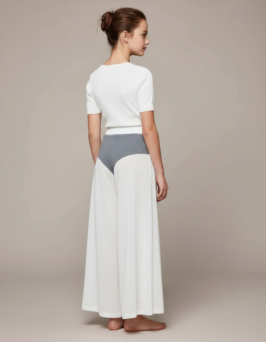Pantalon Fluide Blanc Ample Confortable Fille - Viscose - vue 2