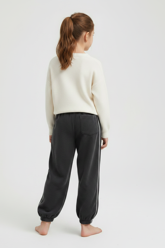 Pantalon Fluide Côtelé Gris Ample Confortable Enfant - Cordé - vue 2