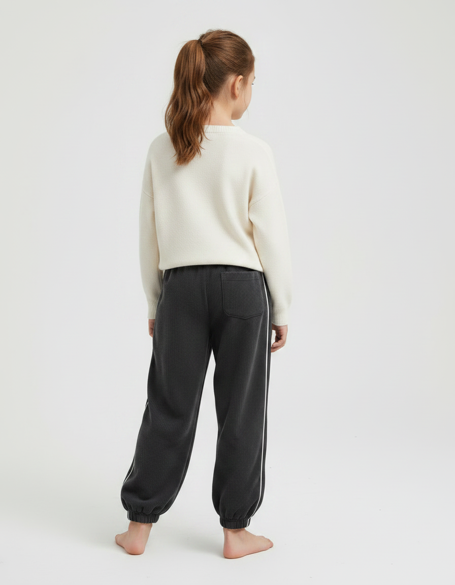 Pantalon Fluide Côtelé Gris Ample Confortable Enfant - Cordé - vue 2