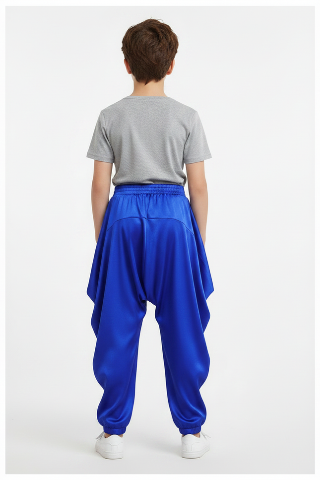 Pantalon Fluide Bleu Satiné Harem Garçon - vue 2