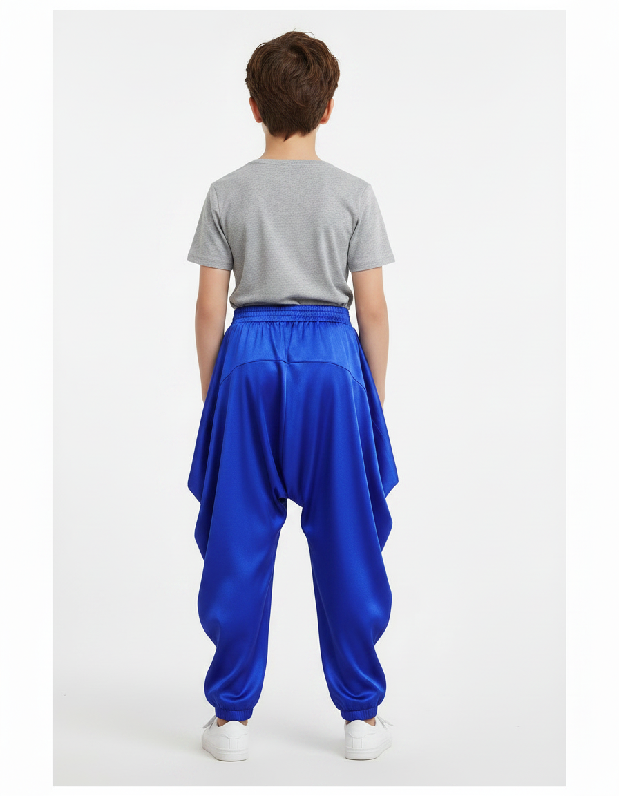 Pantalon Fluide Bleu Satiné Harem Garçon - vue 2
