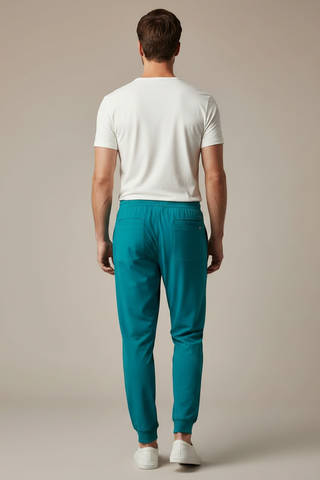 Pantalon Fluide Turquoise Jogger Confortable Homme - Bleu Polyester - vue 2