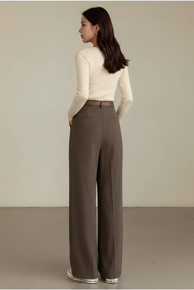 Ensemble Pantalon Fluide Et Haut Femme - Marron Viscose - vue 2
