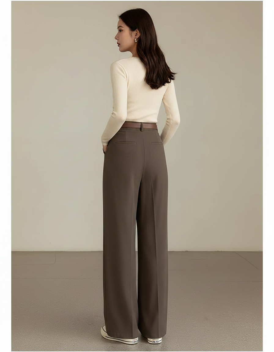 Ensemble Pantalon Fluide Et Haut Femme - Marron Viscose - vue 2