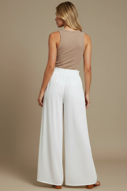 Pantalon En Crepe Fluide - Blanc Viscose - vue 2