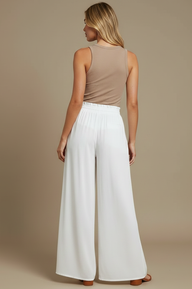 Pantalon En Crepe Fluide - Blanc Viscose - vue 2