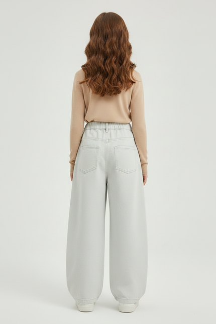 Pantalon Fluide Gris Clair Ample Décontracté Enfant - Jean - vue 2