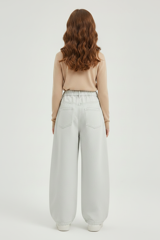 Pantalon Fluide Gris Clair Ample Décontracté Enfant - Jean - vue 2